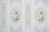 1940s Floral Stripe Vintage Wallpaper