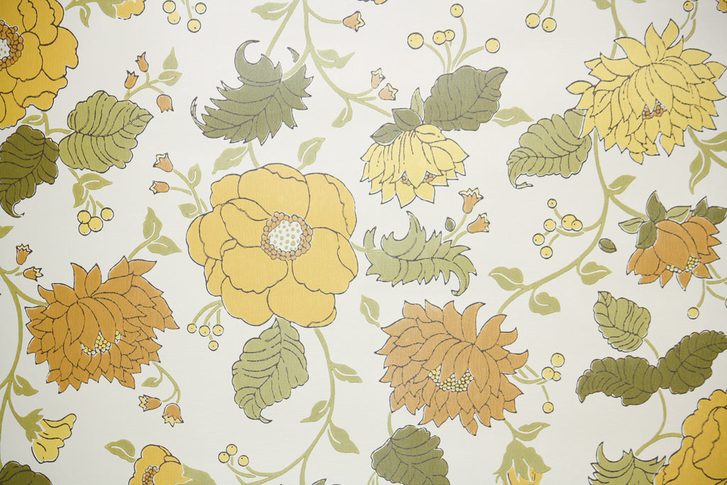 1970s Floral Vintage Wallpaper