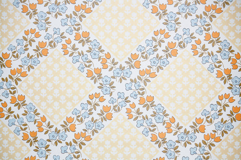 1970s Floral Vintage Wallpaper