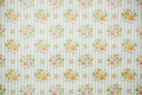 1970s Floral Stripe Vintage Wallpaper