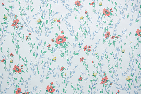 1980s Floral Vintage Wallpaper