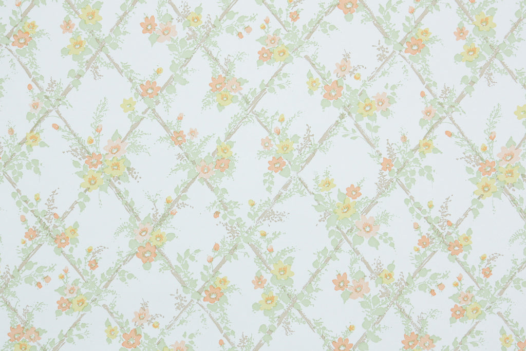 1980s Floral Vintage Wallpaper