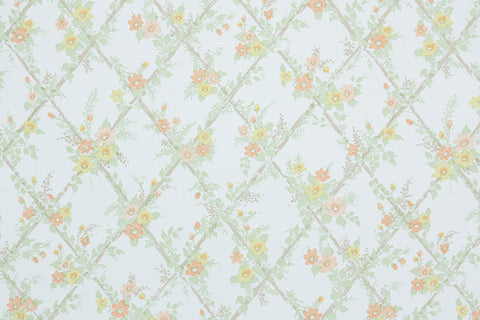 1980s Floral Vintage Wallpaper