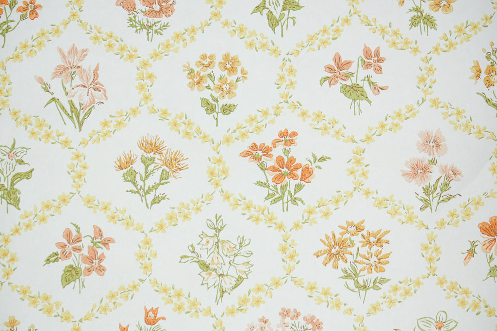 1960s Floral Vintage Wallpaper