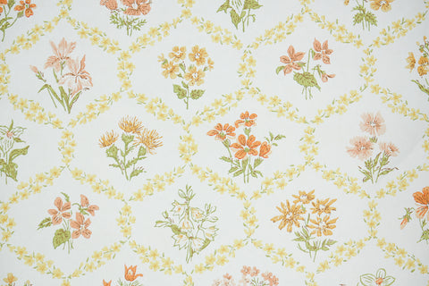 1960s Floral Vintage Wallpaper