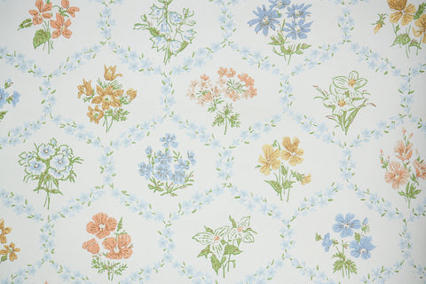 1960s Floral Vintage Wallpaper