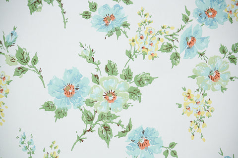 1960s Floral Vintage Wallpaper