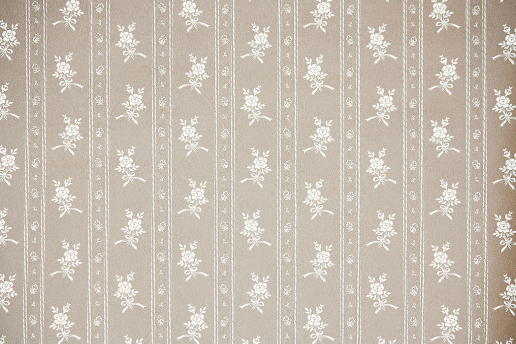 1980s Floral Stripe Vintage Wallpaper