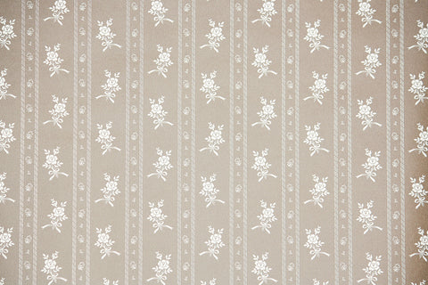 1980s Floral Stripe Vintage Wallpaper