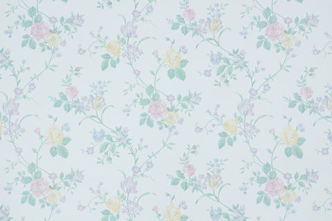 1980s Floral Vintage Wallpaper