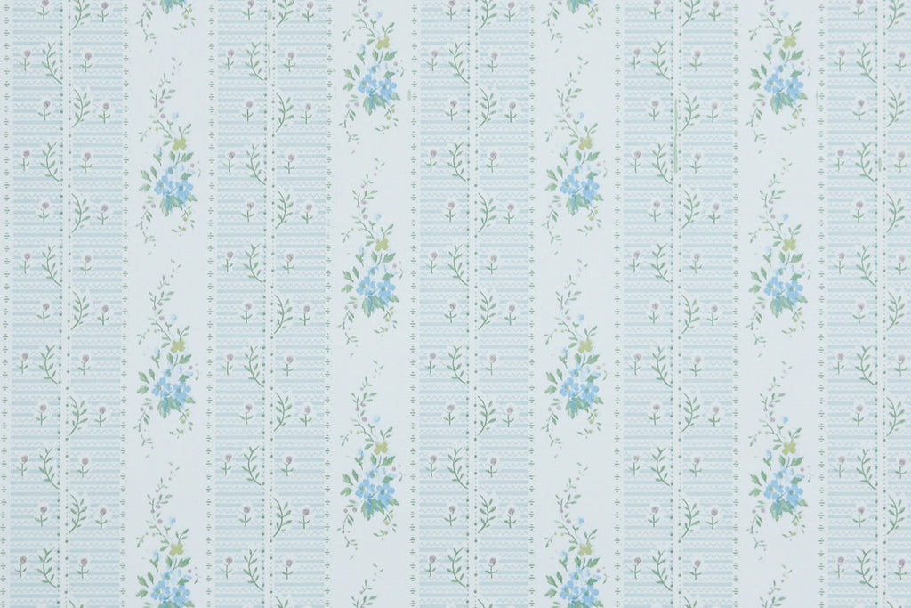 1980s Floral Stripe Vintage Wallpaper