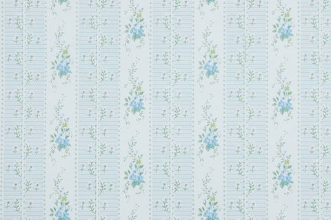 1980s Floral Stripe Vintage Wallpaper