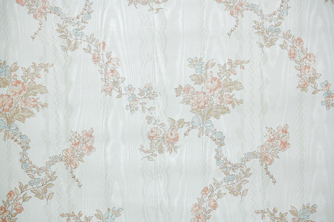 1980s Floral Stripe Vintage Wallpaper