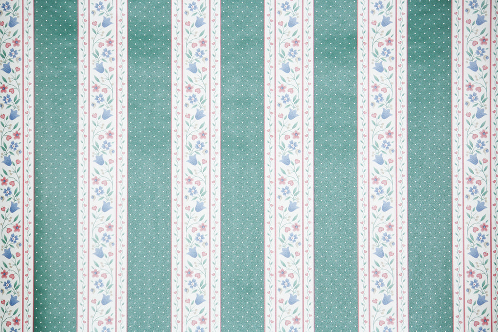 1990s Floral Stripe Vintage Wallpaper