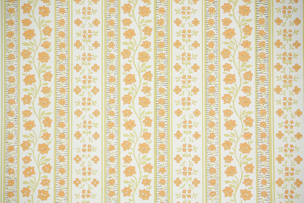 1970s Floral Stripe Vintage Wallpaper