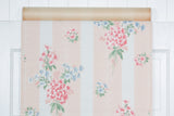 1950s Floral Stripe Vintage Wallpaper