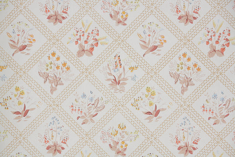 1960s Floral Vintage Wallpaper