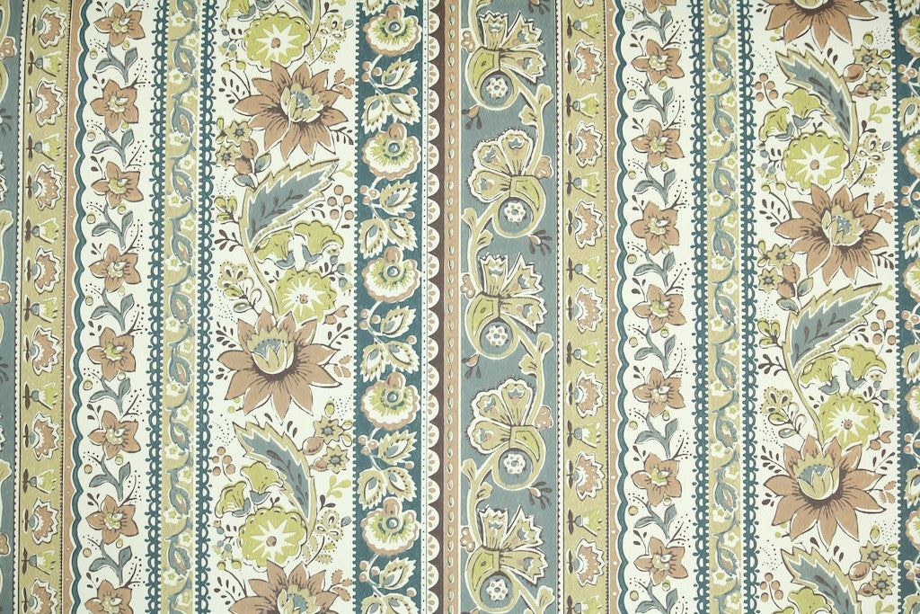 1970s Floral Stripe Vintage Wallpaper