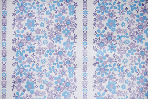 1970s Floral Stripe Vintage Wallpaper