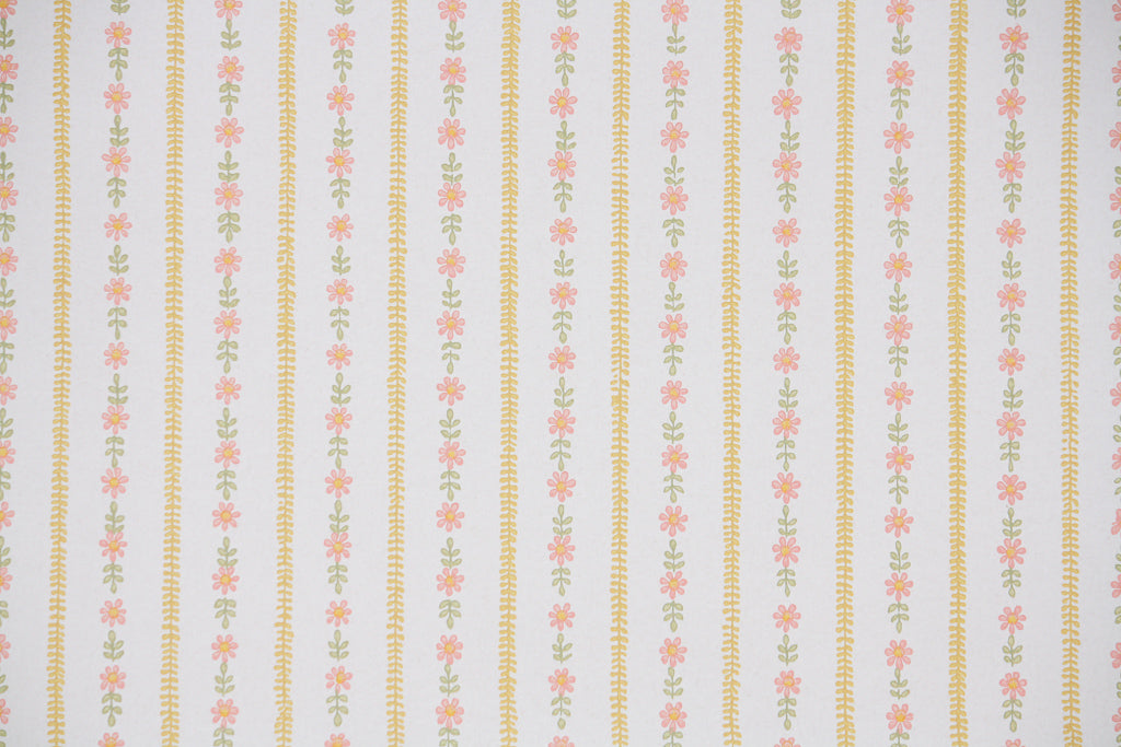 1960s Floral Stripe Vintage Wallpaper