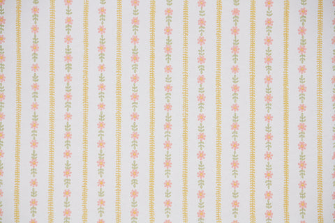 1960s Floral Stripe Vintage Wallpaper