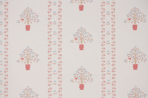 1980s Botanical Stripe Vintage Wallpaper