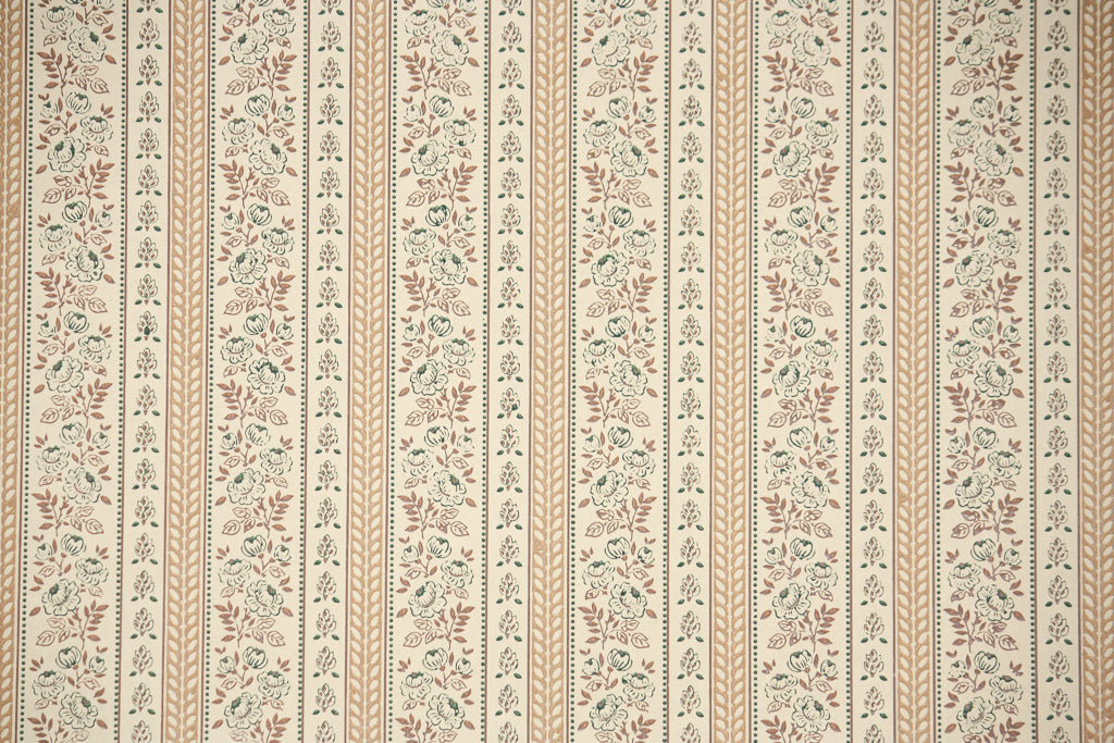 1970s Floral Stripe Vintage Wallpaper