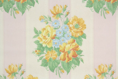 1940s Floral Vintage Wallpaper