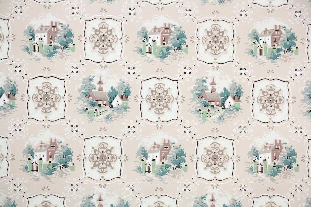 1950s Scenic Vintage Wallpaper