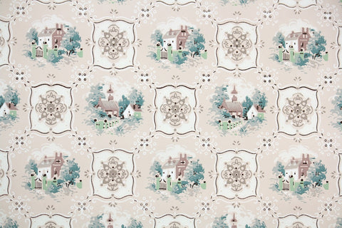 1950s Scenic Vintage Wallpaper