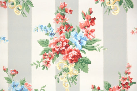 1940s Floral Vintage Wallpaper