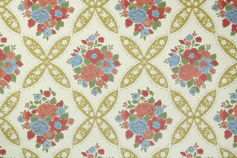 1970s Floral Vintage Wallpaper