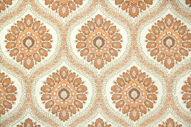 1970s Geometric Damask Vintage Wallpaper