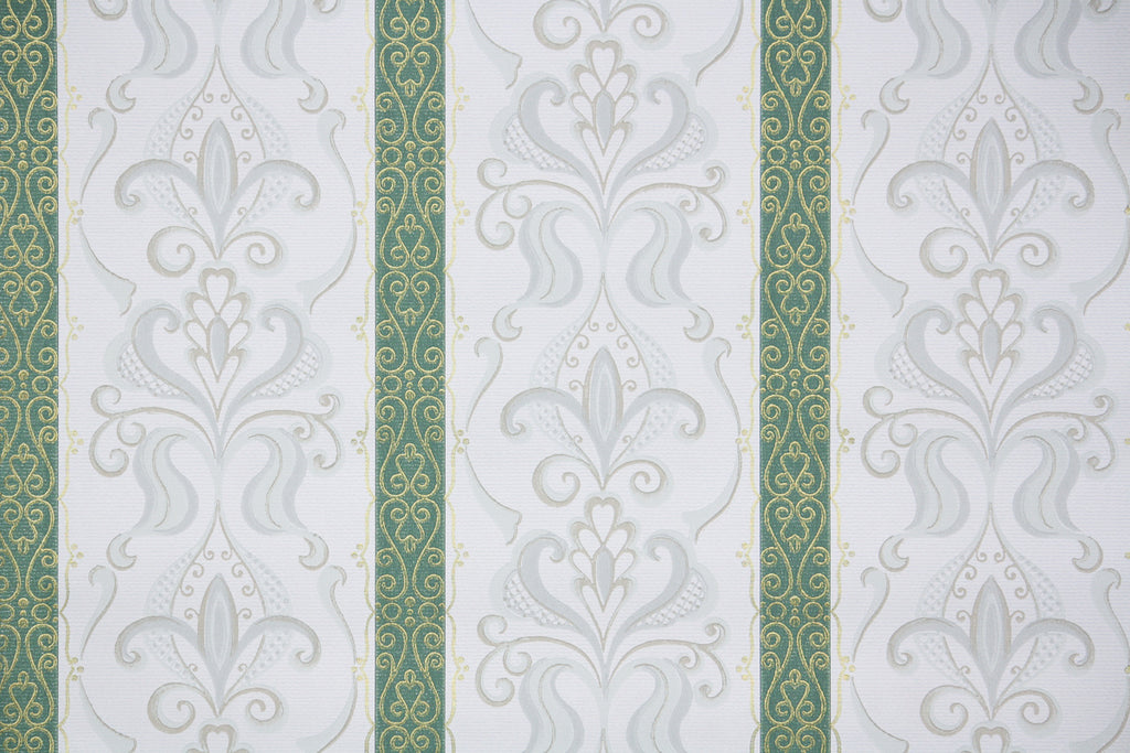 1950s Damask Stripe Vintage Wallpaper