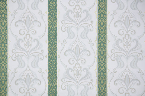 1950s Damask Stripe Vintage Wallpaper