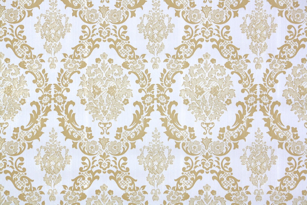 1970s Damask Vinyl Vintage Wallpaper