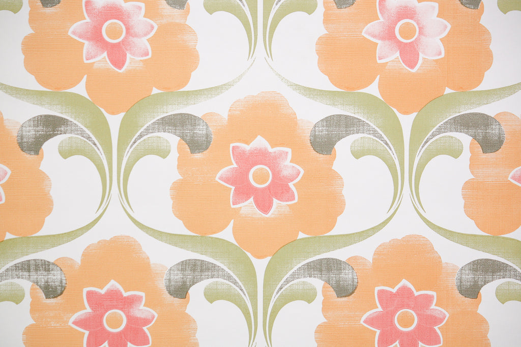 1960s Floral Vintage Wallpaper