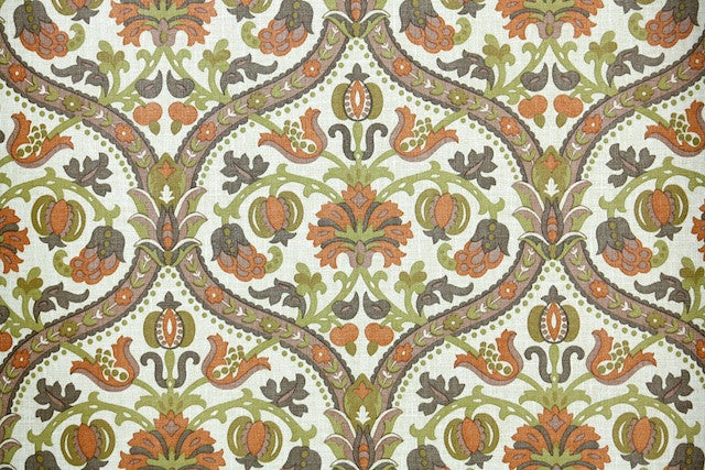1970s Floral Damask Vintage Wallpaper