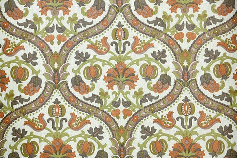 1970s Floral Damask Vintage Wallpaper