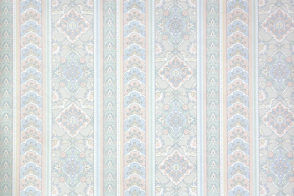 1980s Damask Stripe Vintage Wallpaper