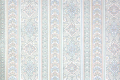 1980s Damask Stripe Vintage Wallpaper