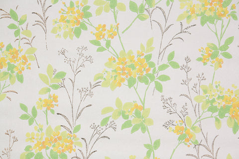 1960s Floral Vintage Wallpaper