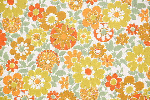 1960s Floral Vintage Wallpaper