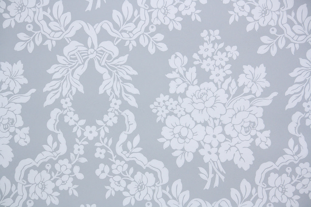 1950s Floral Damask Vintage Wallpaper