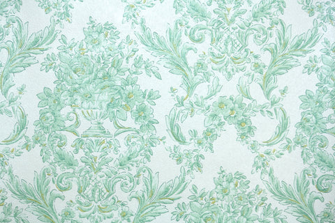 1970s Floral Damask Vintage Wallpaper