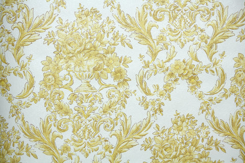 1970s Floral Damask Vintage Wallpaper