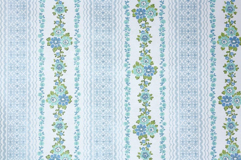 1970s Floral Stripe Vintage Wallpaper