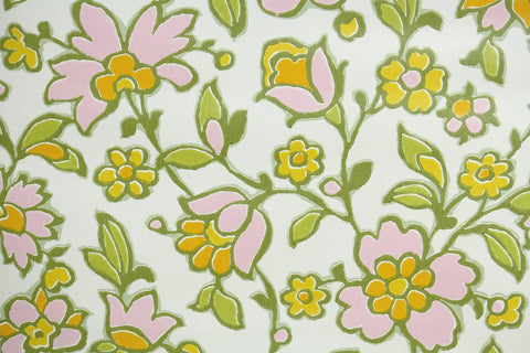 1970s Floral Vintage Wallpaper