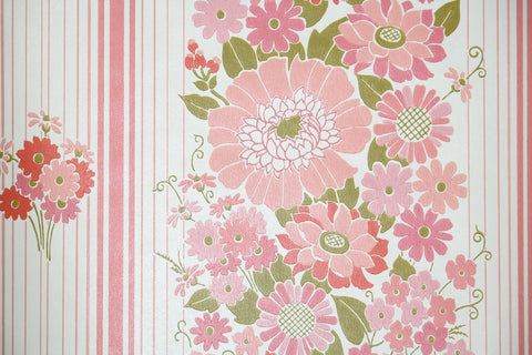 1970s Floral Vintage Wallpaper