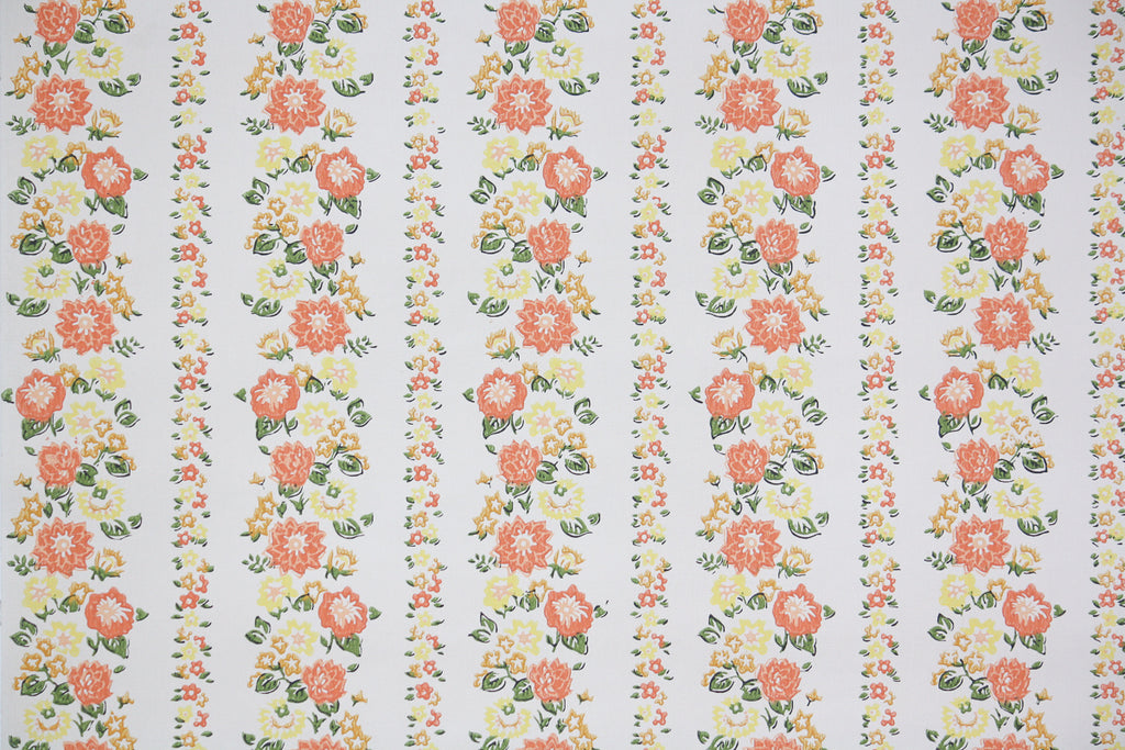 1960s Floral Stripe Vintage Wallpaper